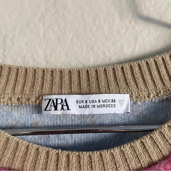 Zara Soft Tie Dye Sweatshirt Sweater Wool Blend Long Sleeve Round Neck, Size S - Picture 6 of 16